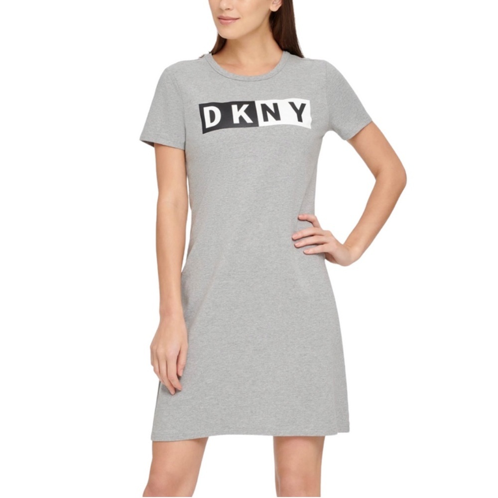 DKNY Women's Relaxed Short Sleeve Logo T-Shirt Dress NWT Olive Green Size M